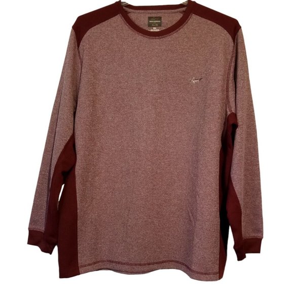Greg Norman Waffle Knit Pullover Shirt Thermal Tasso Elba Wine/Burgundy XXL EXC - Picture 1 of 10